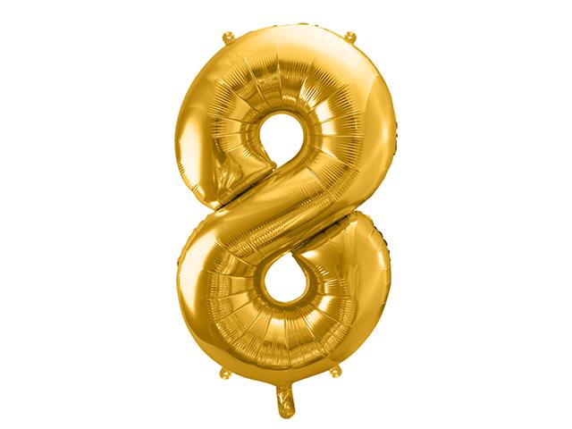 Balon foliowy Cyfra ''8'', 86cm, złoty PARTYDECO