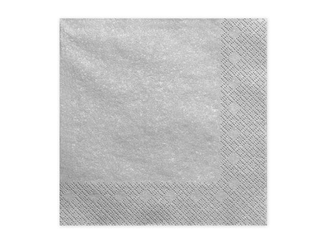 SERWETKI TRÓJWARSTWOWE SREBRNE METALIZOWANIE 33X33CM: 1OP./20SZT. PARTYDECO