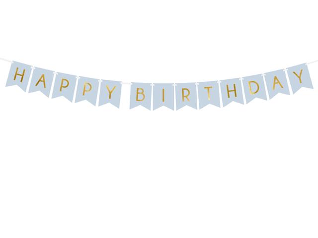 Baner Happy Birthday, j. niebieski, 15 x 175 cm PARTYDECO