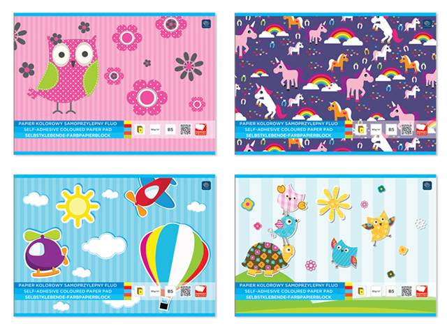 INTERDRUK ZESZYT PAPIERÓW KOLOROWYCH B5 SAMOPRZYLEPNYCH FLUO 170G/M2 /10/
