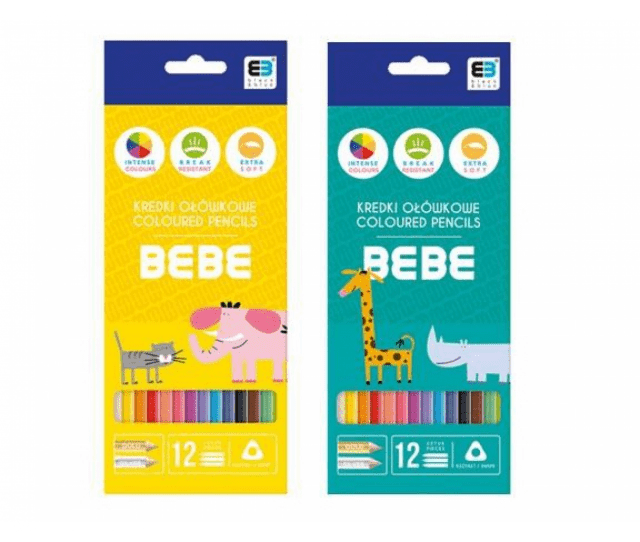 interdruk kredki ołówkowe 12 kolorów    trójkątne bb kids /12/