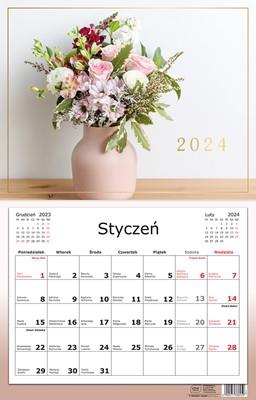 interdruk kalendarz 2024 jednodzielny 32x50cm kwiaty
