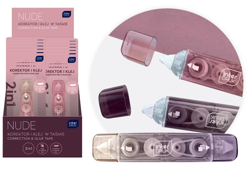 INTERDRUK 2W1 KOREKTOR I KLEJ W TAŚMIE  NUDE /12/