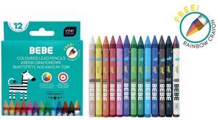 INTERDRUK KREDKI GRAFIONOWE 12 KOLORÓW+1TĘCZOWA BEBE KIDS /12/