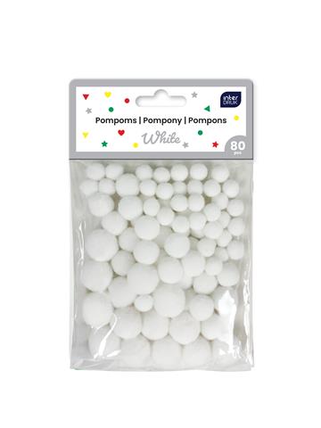 INTERDRUK POMPONY DO DEKORACJI 80SZT.   BIAŁE /12/