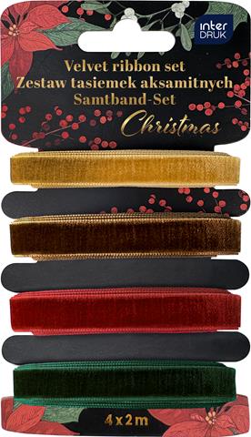 INTERDRUK ZESTAW TASIEMEK AKSAMITNYCH   4X2M CHRISTMAS BN GWIAZDKA /12/