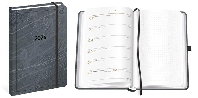 INTERDRUK KALENDARZ 2026 KSIĄŻKOWY A5 192 MAT+UV STONE