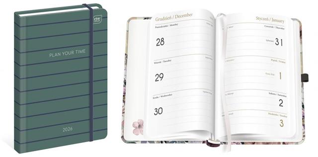 INTERDRUK KALENDARZ 2026 KSIĄŻKOWY B6 192 MAT+UV NAVY 26