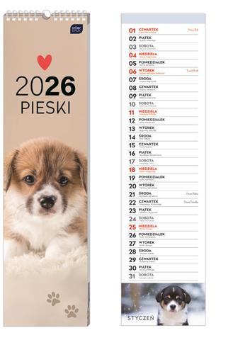 INTERDRUK KALENDARZ 2026 PASKOWY PSY    13,5X50CM