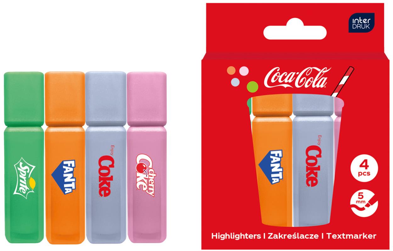 INTERDRUK ZAKREŚLACZE 4 KOLORY  W PUDEŁKU COCA-COLA MIX 1 /12/