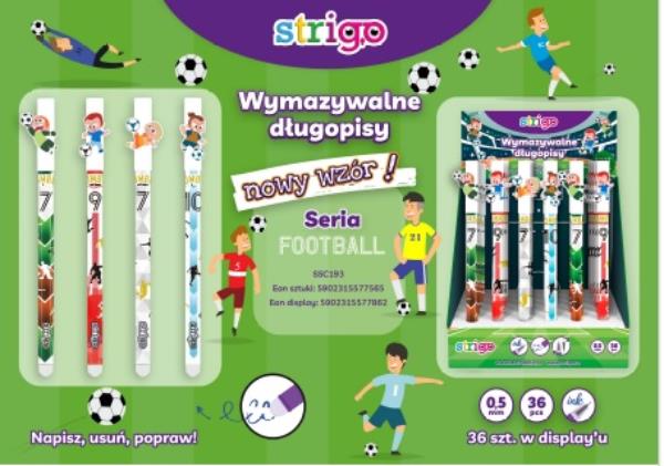 strigo długopis wymazywalny football    0.5mm niebieski ssc193 wpc  /36/