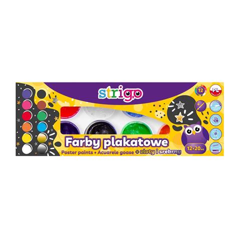 strigo farby plakatowe 12 kolorów 20ml  ssc296 wpc