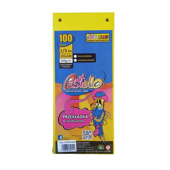 ALFA PRZEKŁADKI 1/3 A4 160G/M2 A'100 MIXINTENSYWNE 5 KOLORÓW PASTELLO