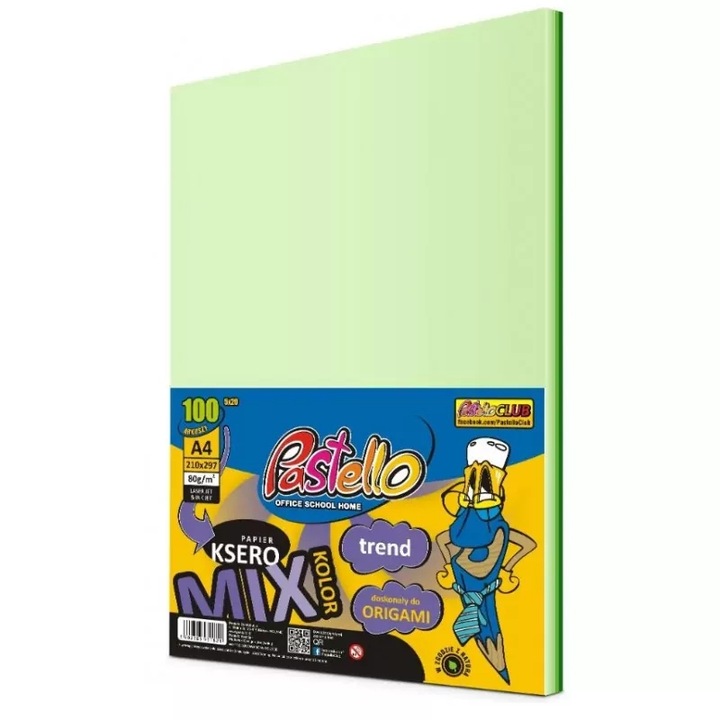 papier ksero a4 100ark. 80g odcienie zielonego alfa pastello