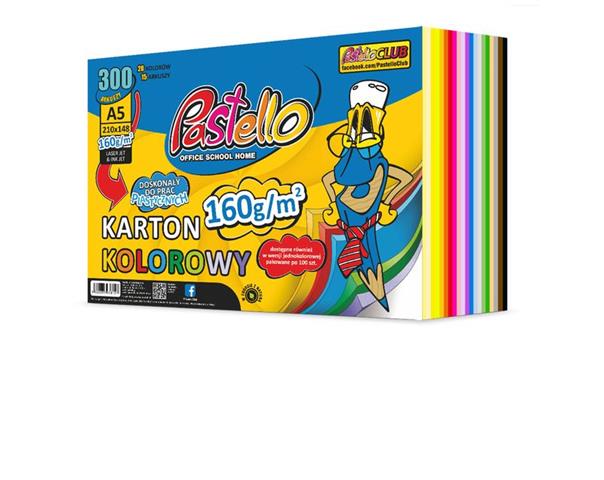 PAPIER KSERO A5 300 ARKUSZY 160G MIX 20 KOLORÓW ALFA PASTELLO