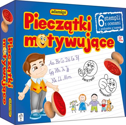 ADAMIGO DREWNIANE PIECZĄTKI MOTYWUJĄCE Z OCENAMI 6SZT