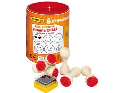 ADAMIGO DREWNIANE STEMPELKI MOTYWACYJNE BUŹKI 6SZT