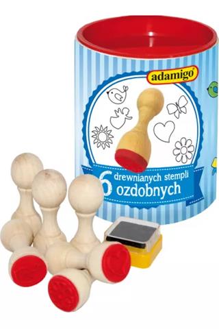 ADAMIGO DREWNIANE STEMPELKI OZDOBNE 6SZT