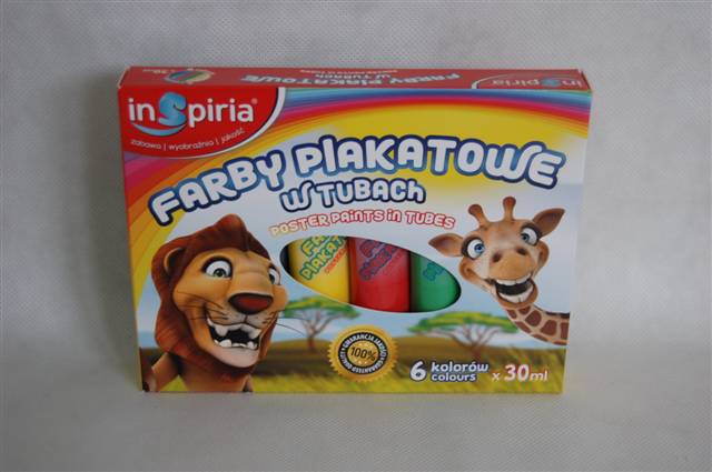 inspiria farby plakatowe w tubach 6kol. 30ml schemat /20/