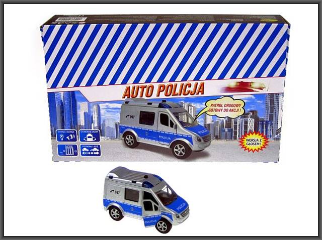 HIPO-VAN POLICJA 11CM Z GŁOSEM DB /12/  ŚWIATŁO DŹWIĘK HKG088 LUZ