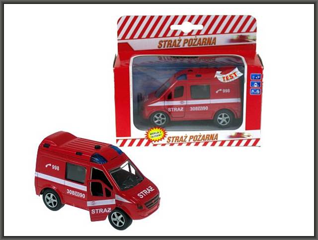 HIPO-VAN STRAŻ POŻARNA 11CM Z GŁOSEM ŚWIATŁO DŹWIĘK HKG091