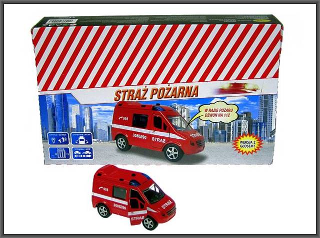 HIPO-VAN STRAŻ POŻARNA 11CM Z GŁOSEM DB /12/ ŚWIATŁO DŹWIĘK HKG092 LUZ