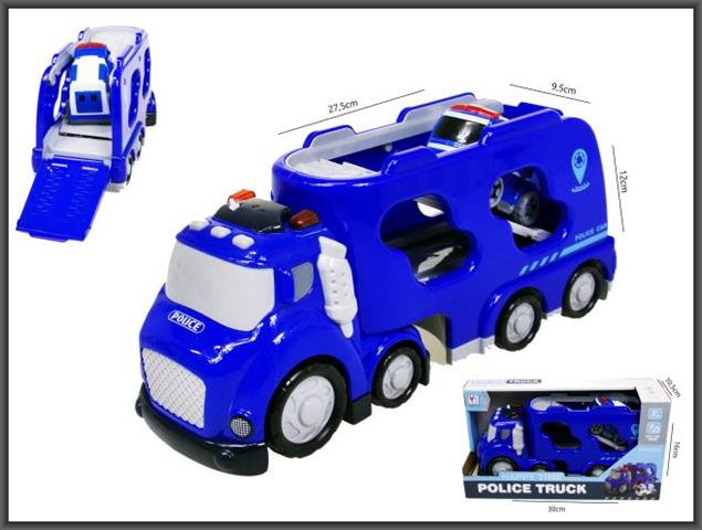 HIPO-AUTO LAWETA POLICJA Z SAMOCHODEM 26CM ŚWIATŁO, DŹWIĘK H13937