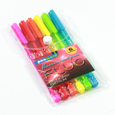 długopis fluo 6 kolorów premium 607-6   psh /24/