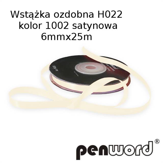 wstążka satynowa 6mmx25m kremowy   h022/1002 psh /5/