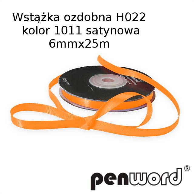 wstążka ozdobna 6mmx25m h022/1011/pomarańczowa/ a'1 satynowa psh   /5/