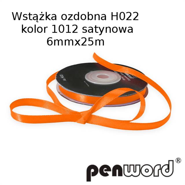 wstążka ozdobna 6mmx25m h022/1012pomarańczowa/ a'1 satynowa psh   /5/