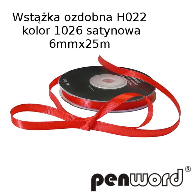 wstążka satynowa 6mmx25m czerwona  h022/1026 psh/5/