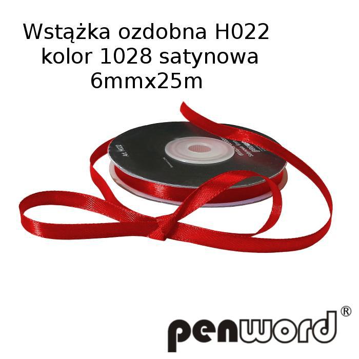 wstążka ozdobna 6mmx25m h022/1028/czerwień a'1 satynowa psh /10/