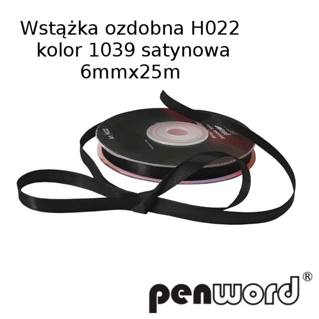 wstążka ozdobna 6mmx25m h022/1039/czarn  a'1 satynowa  psh   /5/