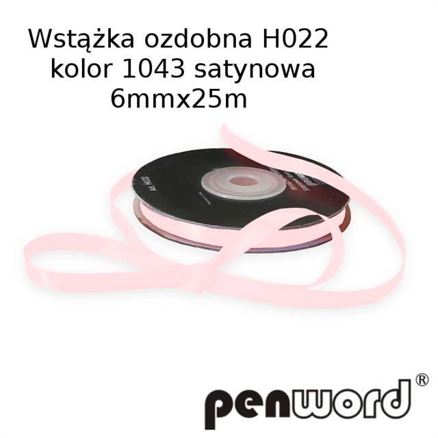 wstążka ozdobna 6mmx25m h022 1043 róż a'1 satynowa psh /10/