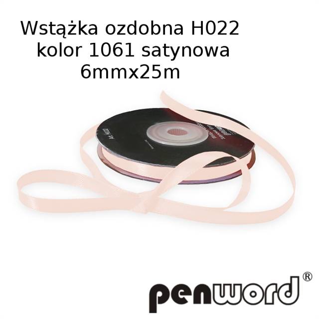 wstążka ozdobna 6mmx25m h022 kol.1061   łososiowa a'1 satynowa psh    /5/