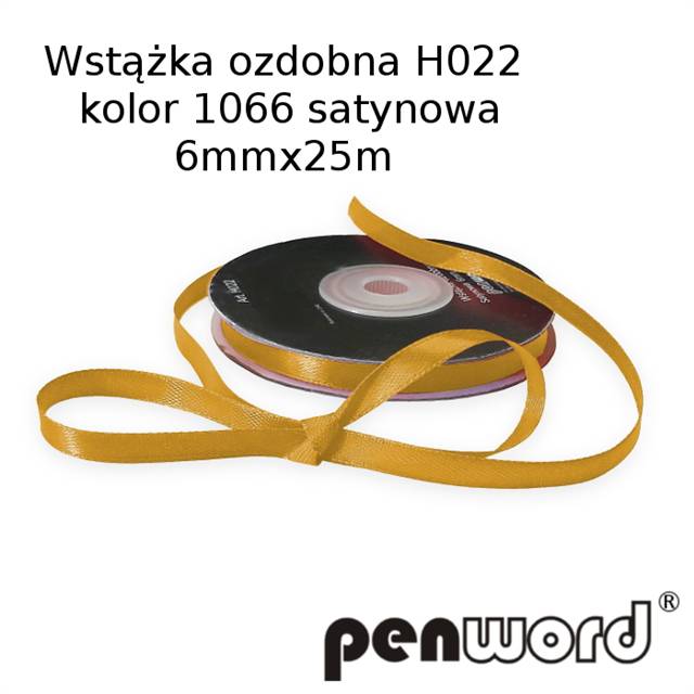 wstążka ozdobna 6mmx25m h022/1066/złota  a'1 satynowa  psh     /5/