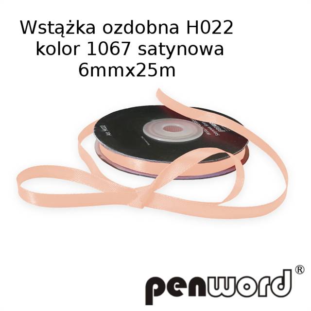 wstążka ozdobna 6mmx25m h022 1067 róż   a'1 satynowa psh /10/