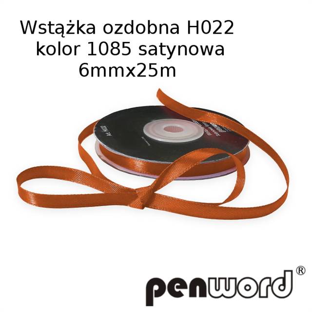 wstążka ozdobna 6mmx25m h022 kol.1085 miedź a'1 satynowa psh           /5/