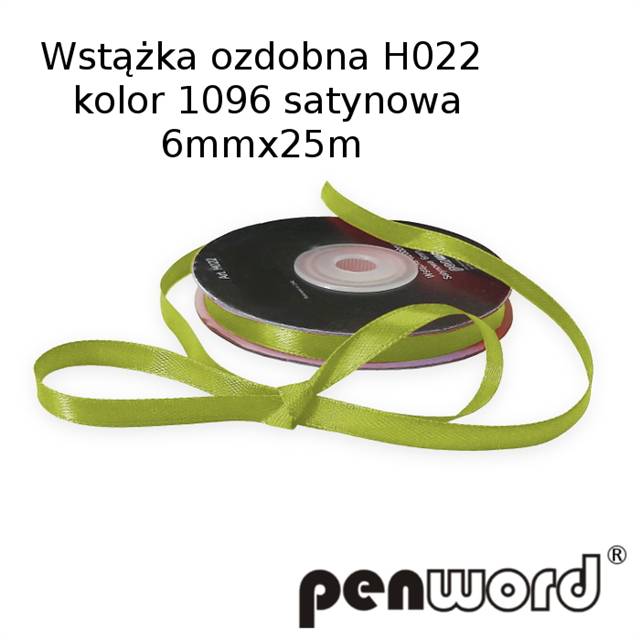 wstążka ozdobna 6mmx25m h022/1096/zieleń/ a'1 satynowa  psh        /5/