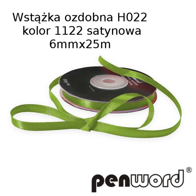 wstążka ozdobna 6mmx25m h022 1122 zieleńa'1 satynowa psh  /5/