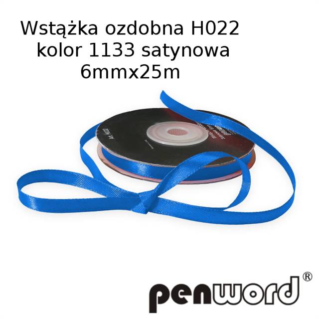 wstążka ozdobna 6mmx25m h022 1133 niebieski a'1 satynowa psh  /10/