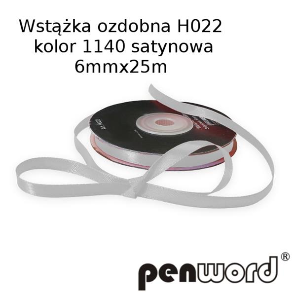 wstążka ozdobna 6mmx25m h022 kol.1140/j.szara/ a'1 satynowa psh /5/