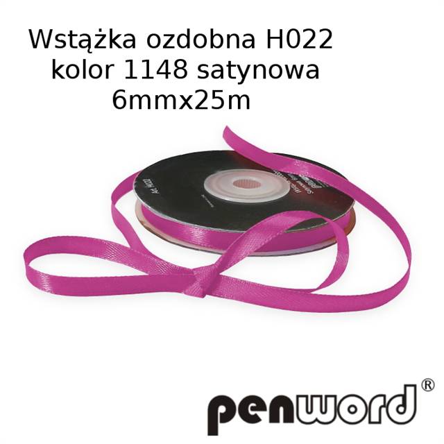 psh wstążka ozdobna 6mmx25m h022/1148/  odcień fioletu/ a'1 satynowa       /5/