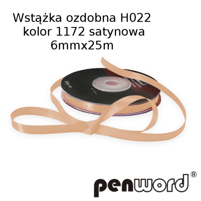 wstążka ozdobna 6mmx25m h022 1172 odcieńbeżu a'1 satynowa psh /5/