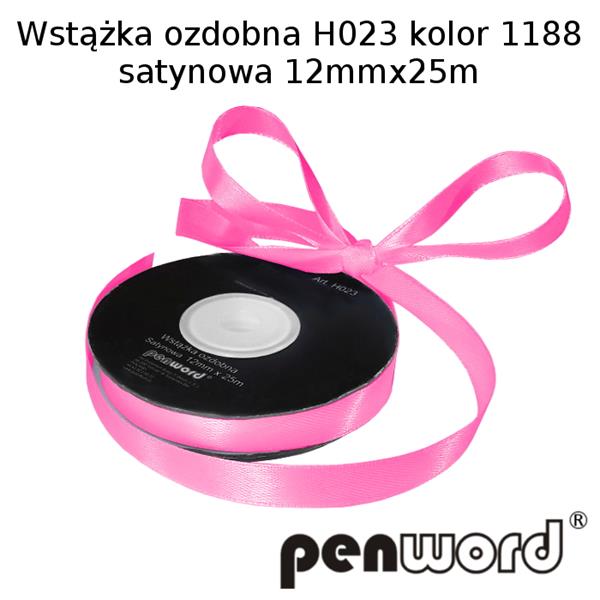 wstążka ozdobna 12mmx25m h023/1188/ róż a'1 satynowa  psh   /5/