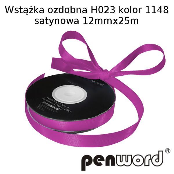 wstążka ozdobna 12mmx25m h023 kol.1148 fioletu a'1 satynowa psh   /5/