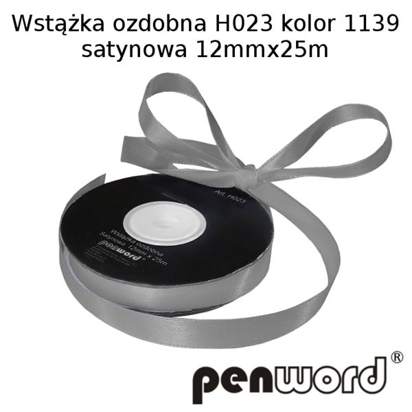 wstążka ozdobna 12mmx25m h023 kol.1139/c.szara/ a'1 satynowa psh /5/