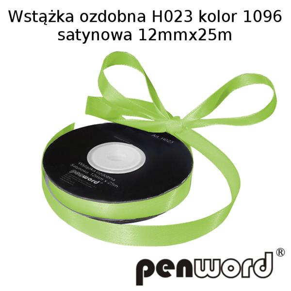 wstążka ozdobna 12mmx25m h023/1096/ odcień zieleni/ a'1 satynowa  psh  /5/