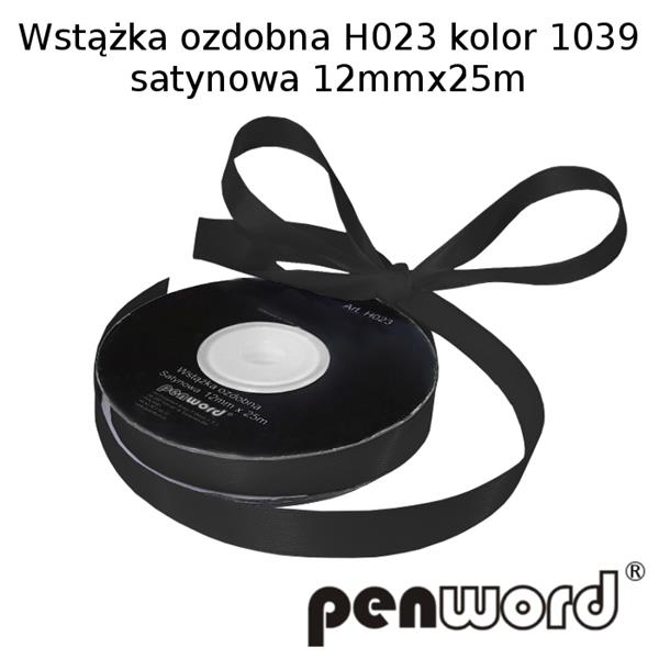 wstążka ozdobna 12mmx25m h023 1039 czarna a'1 satynowa psh /5/